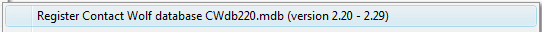 1. Register Contact Wolf database CWdb220.mdb (version 2.20 - 2.29)