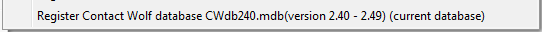 3. Register Contact Wolf database CWdb240.mdb(version 2.40 - 2.49) (current database)